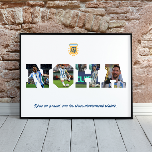 Poster photo motivation sport enfant – Football / Rugby – Cadeau personnalisé avec citation inspirante