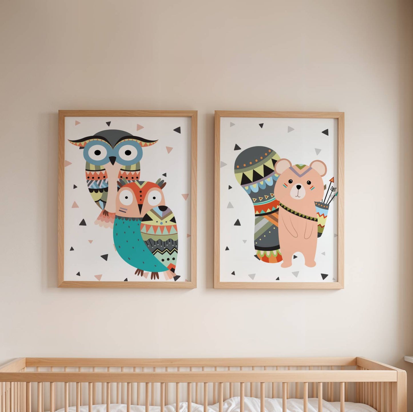 Affiche Animaux Forêt Jungle Savane Tribal Enfant - Poster Personnalisé Chambre Bébé, Décoration Murale Nursery Bohème