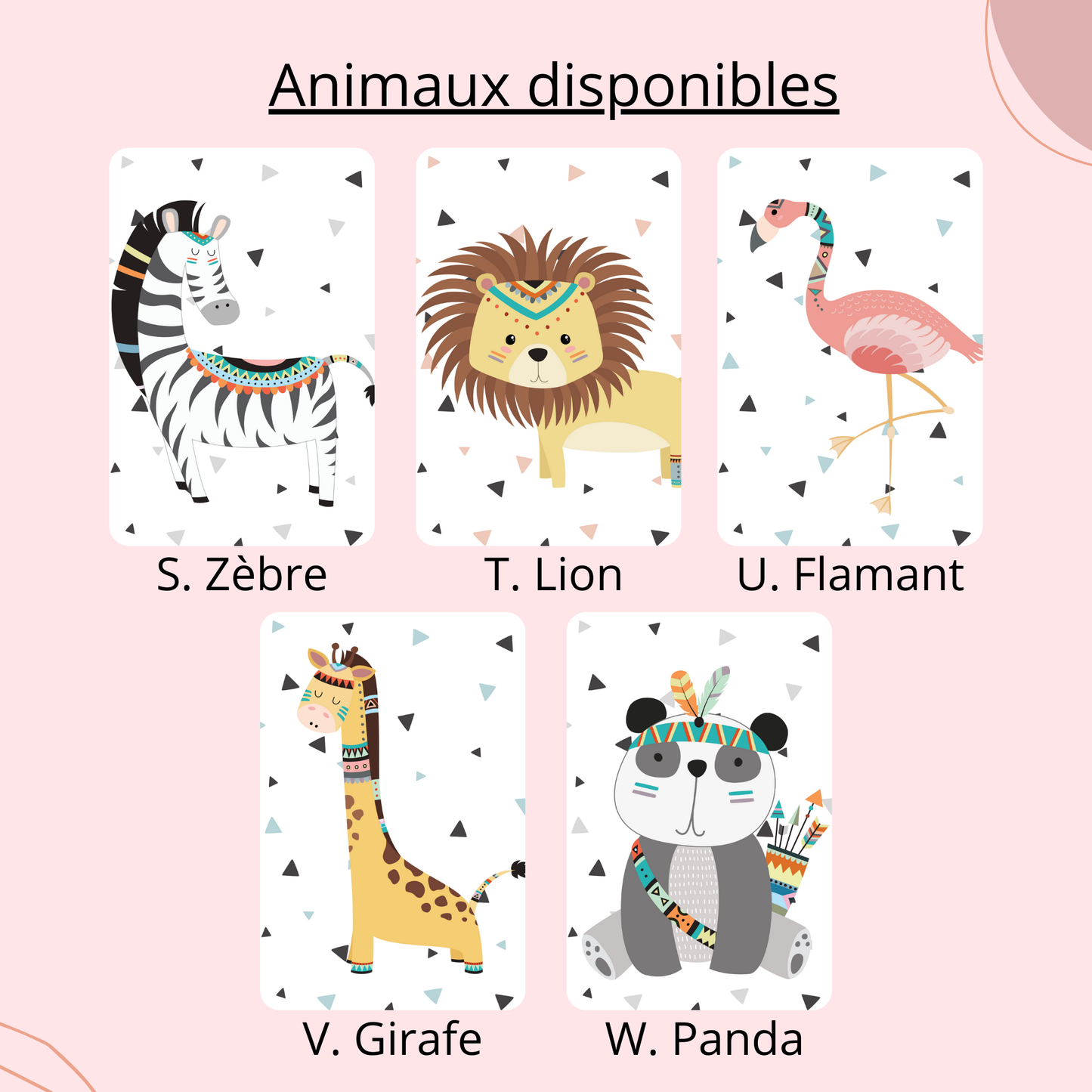 Affiche Animaux Forêt Jungle Savane Tribal Enfant - Poster Personnalisé Chambre Bébé, Décoration Murale Nursery Bohème