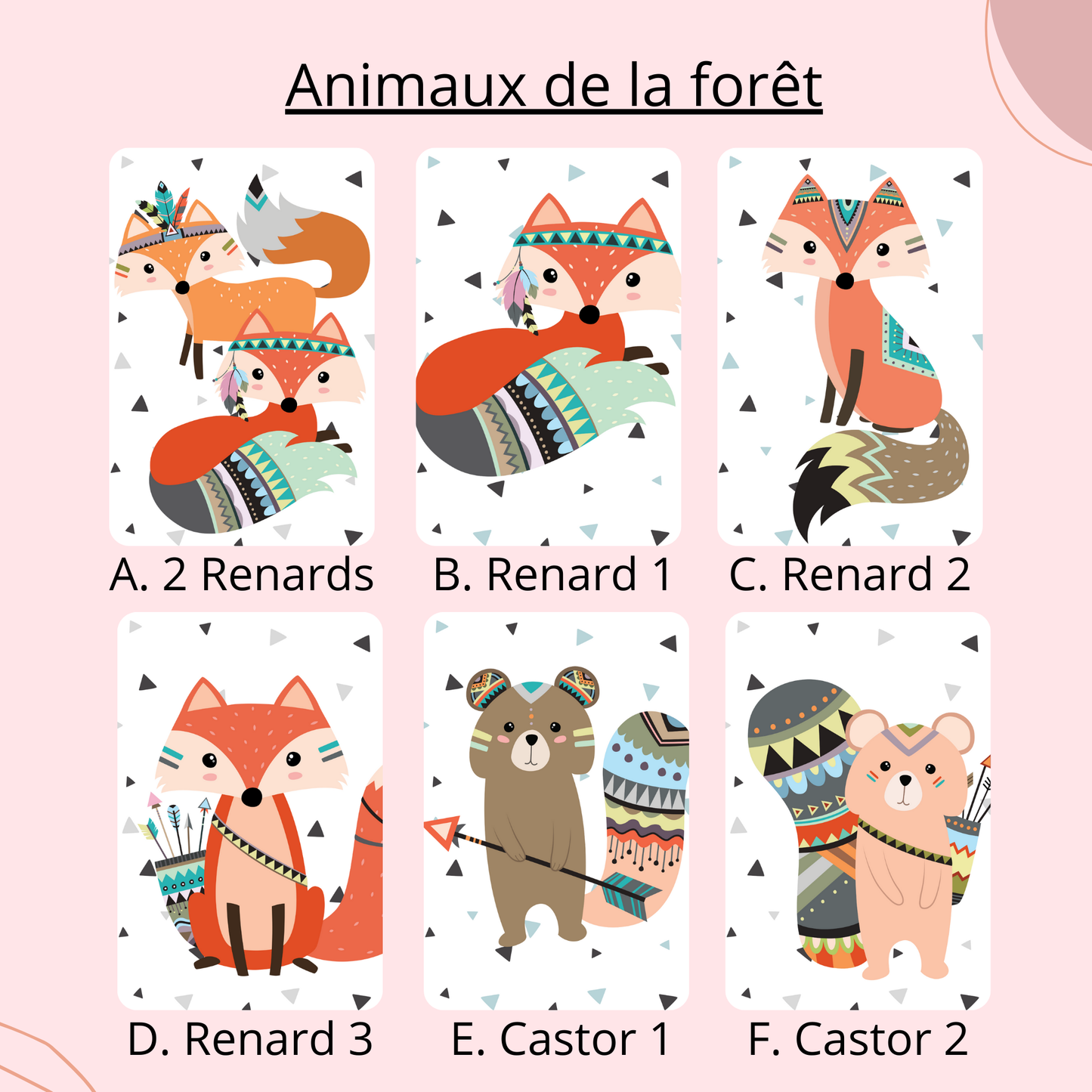 Affiche Animaux Forêt Jungle Savane Tribal Enfant - Poster Personnalisé Chambre Bébé, Décoration Murale Nursery Bohème