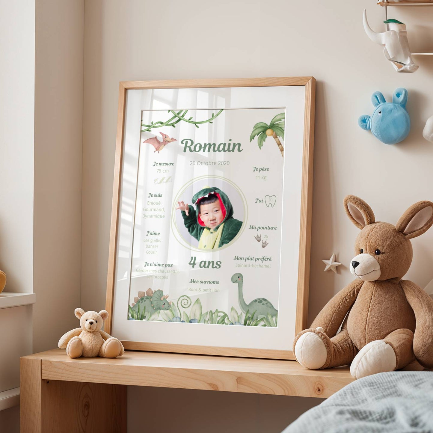 Affiche Anniversaire Dinosaure Personnalisée – Poster 1 An Dinosaure Vert