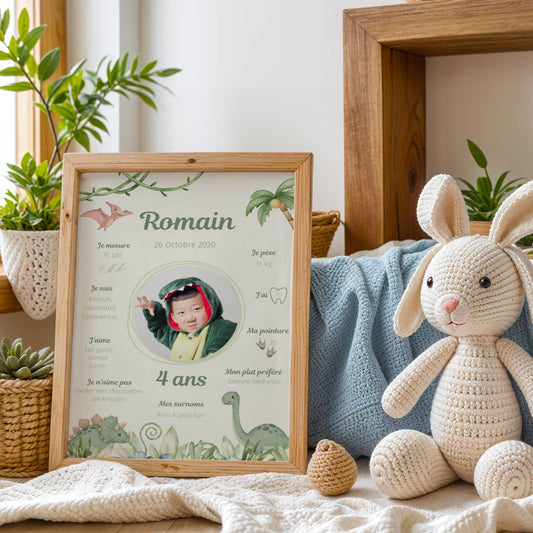 Affiche Anniversaire Dinosaure Personnalisée – Poster 1 An Dinosaure Vert