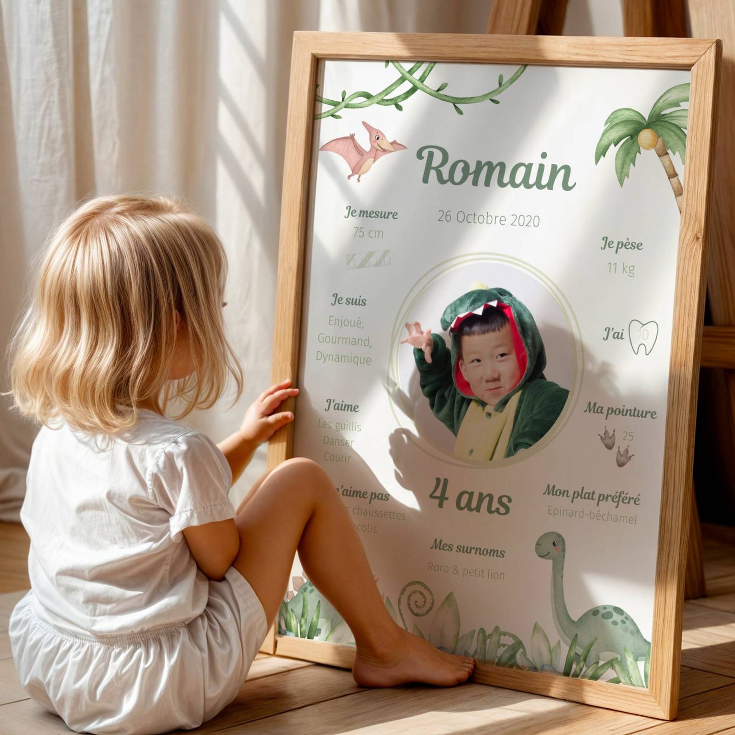 Affiche Anniversaire Dinosaure Personnalisée – Poster 1 An Dinosaure Vert