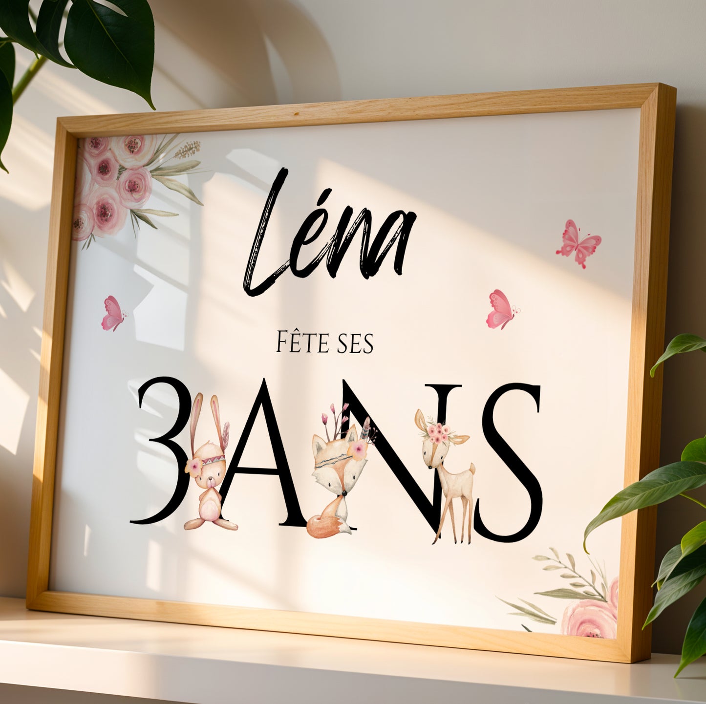 Affiche Anniversaire Enfant Personnalisée Thème Animaux Forêt – Poster Bienvenue Étapes 1 An 2 Ans Cadeau Fête - Image 4