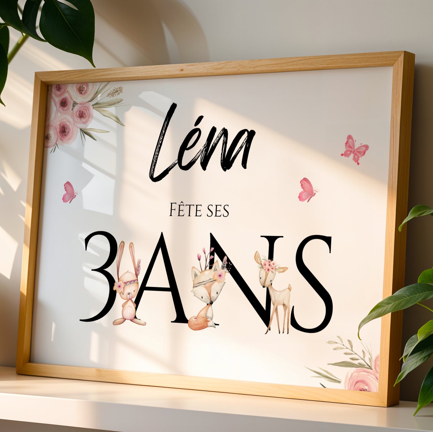 Affiche Anniversaire Enfant Personnalisée Thème Animaux Forêt – Poster Bienvenue Étapes 1 An 2 Ans Cadeau Fête - Image 4