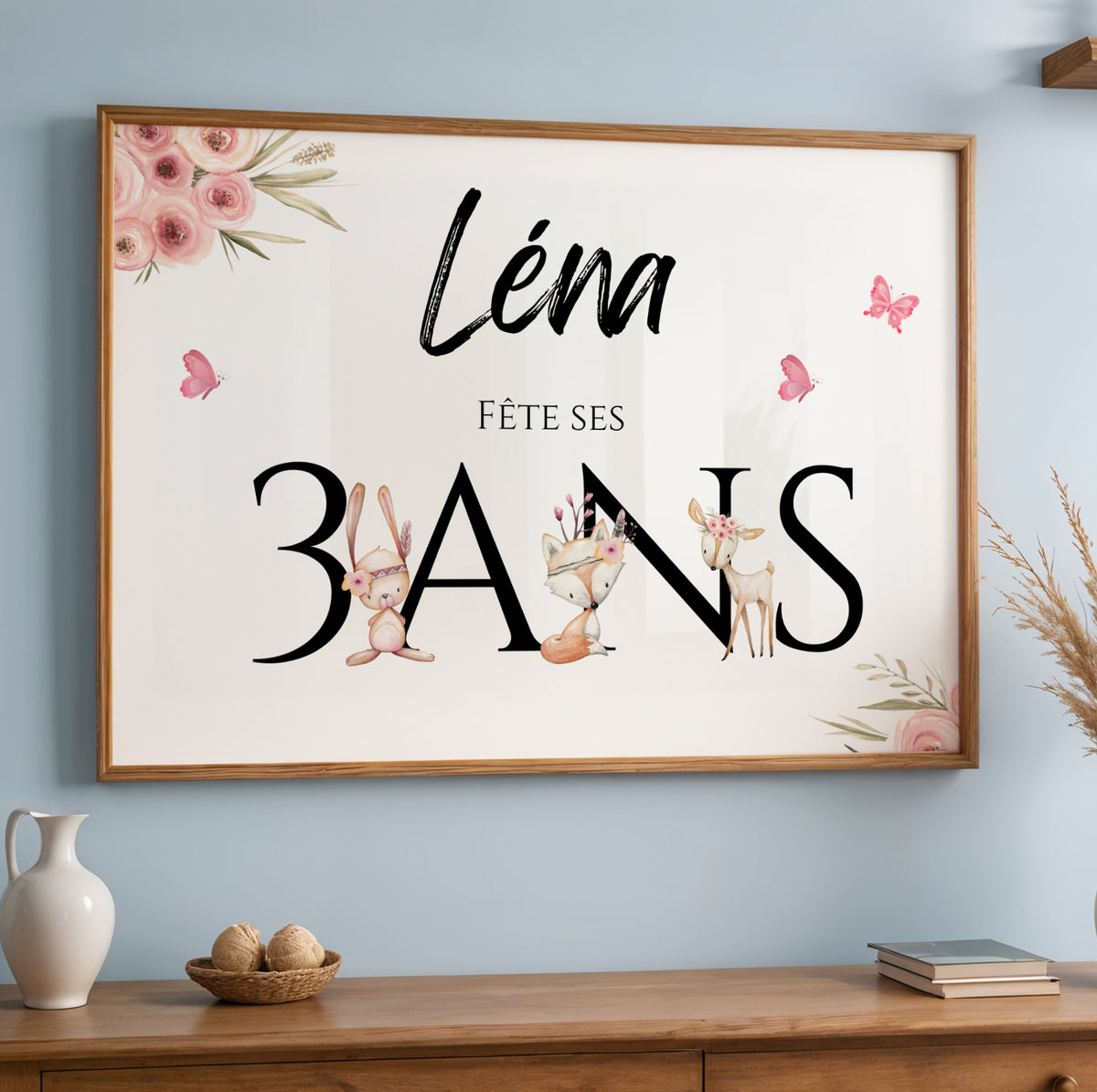 Affiche Anniversaire Enfant Personnalisée Thème Animaux Forêt – Poster Bienvenue Étapes 1 An 2 Ans Cadeau Fête - Image 5