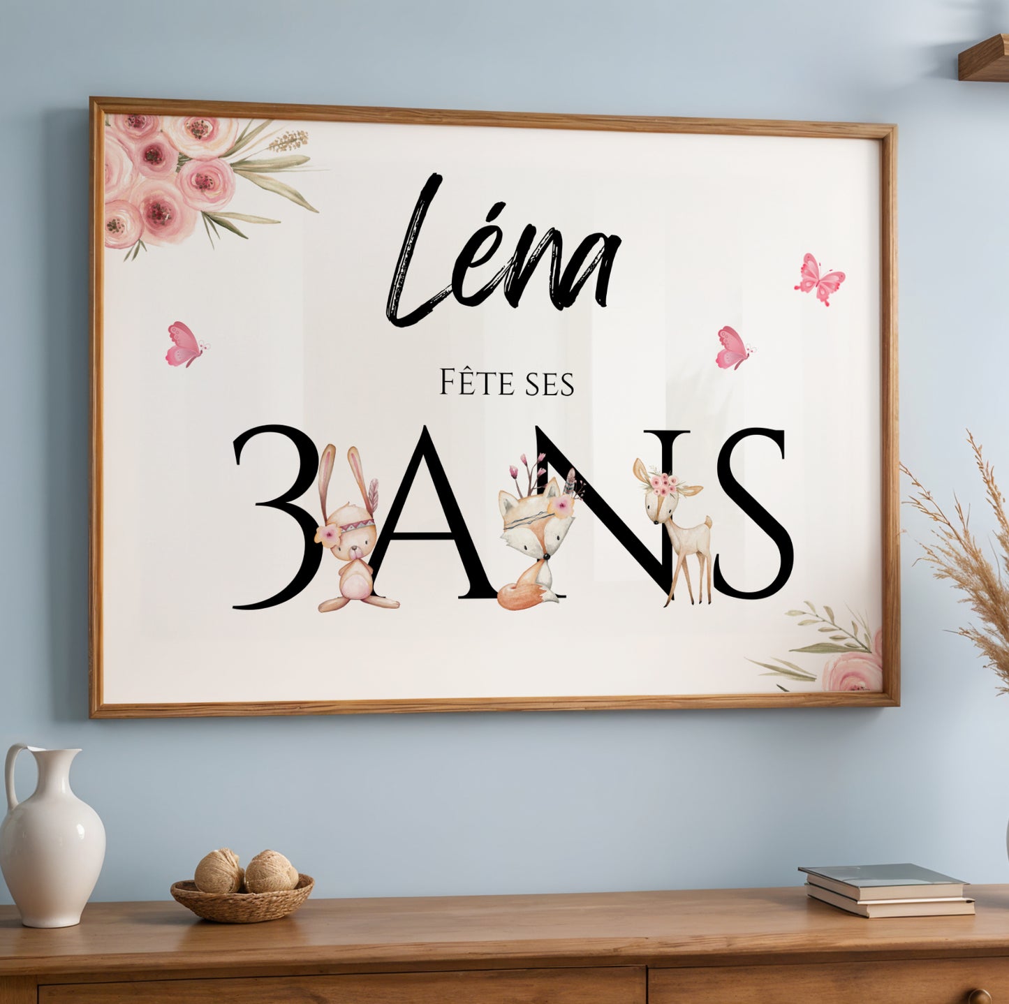 Affiche Anniversaire Enfant Personnalisée Thème Animaux Forêt – Poster Bienvenue Étapes 1 An 2 Ans Cadeau Fête - Image 5