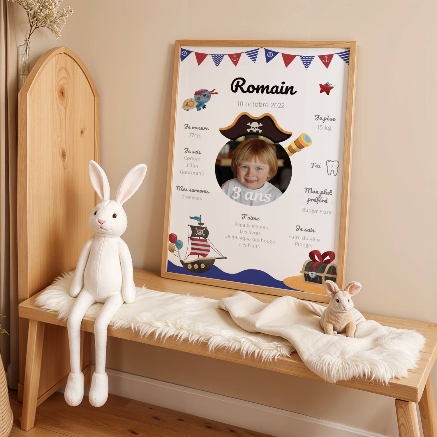 Affiche Anniversaire Enfant Personnalisée Thème Pirate – Poster Étapes 1 An 2 Ans Garçon Cadeau Fête - Image 4