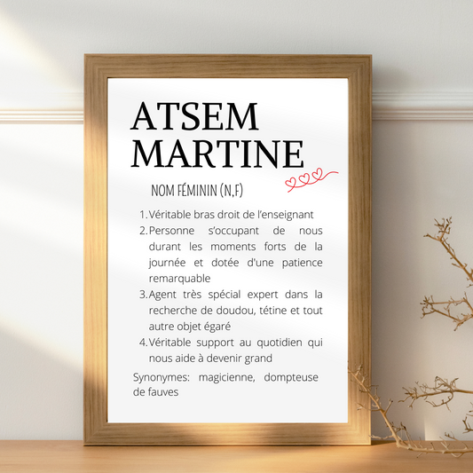 Affiche définition ATSEM personnalisée - cadeau ATSEM personnalisée - cadre ATSEM par Le Temps des Paillettes