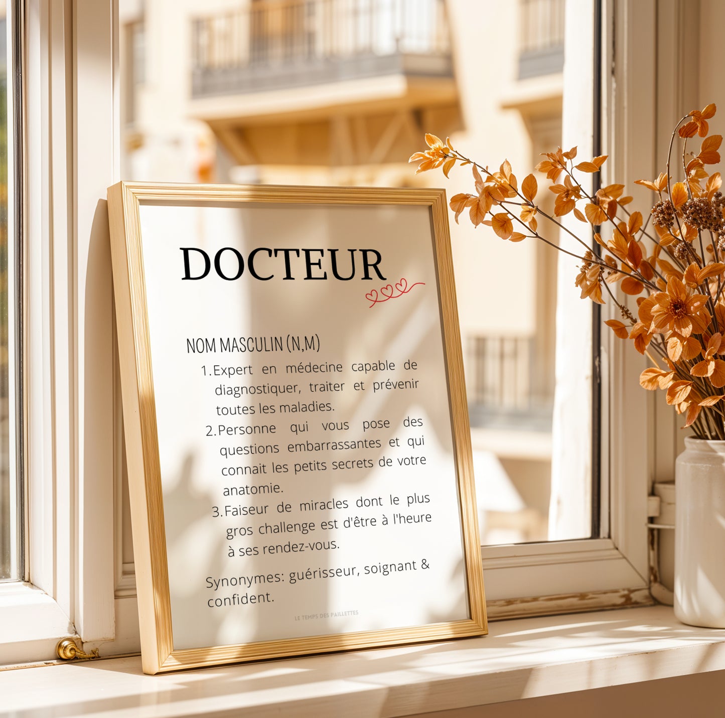 Affiche Définition Docteur – Affiche Profession Médecin Minimaliste – Décoration Bureau ou Salle d’Attente – Idée Cadeau Originale