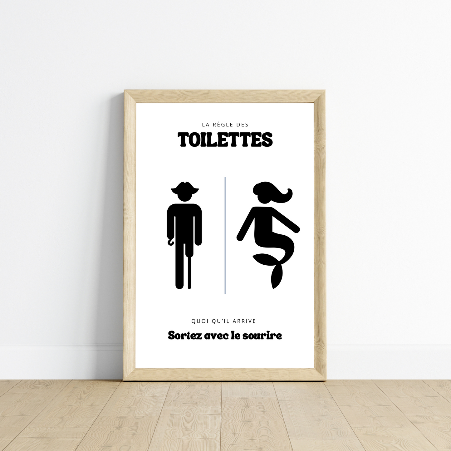 Affiche Les toilettes Sirene & Pirate - Affiche drôle WC et salle de bain - Affiche Airbnb