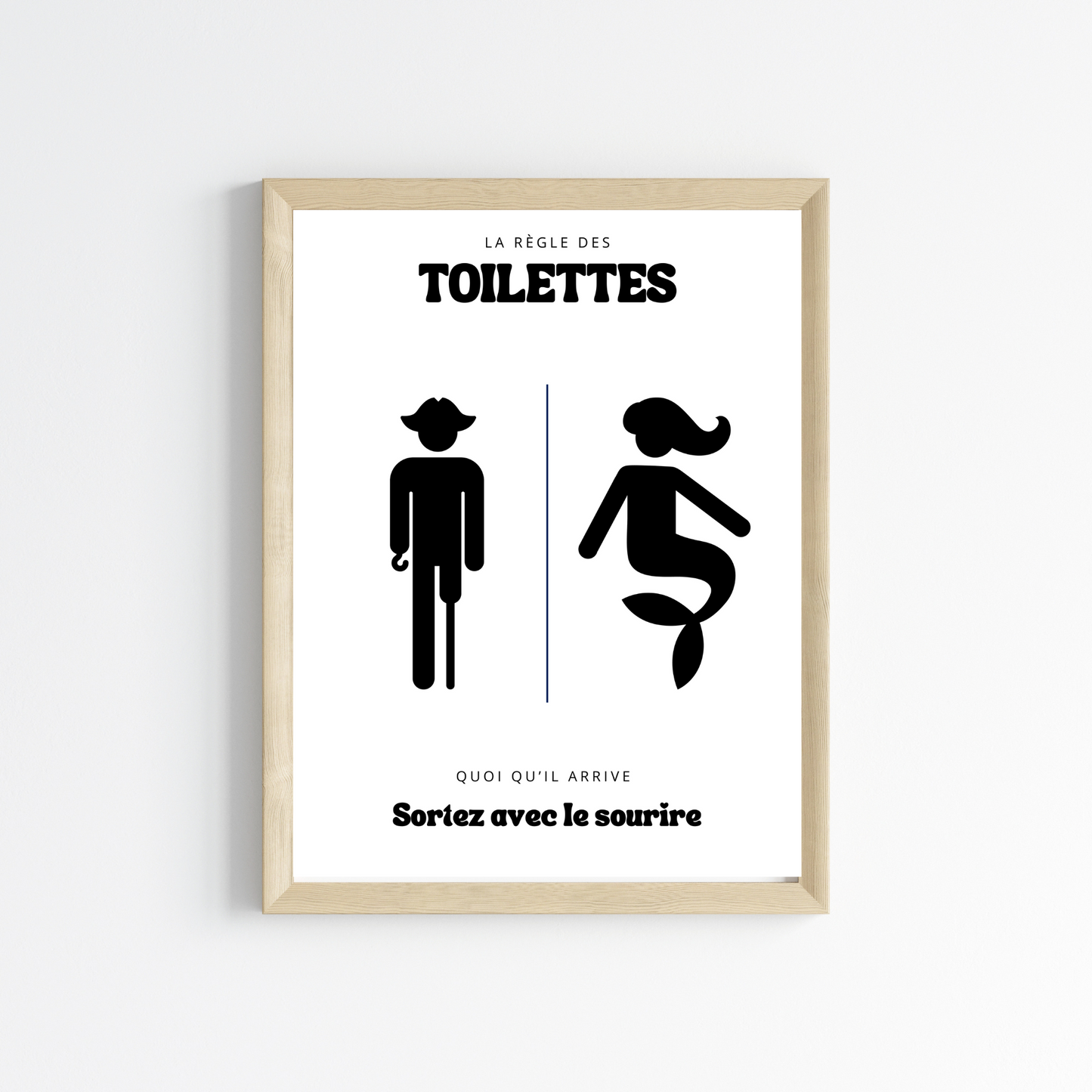 Affiche Les toilettes Sirene & Pirate - Affiche drôle WC et salle de bain - Affiche Airbnb