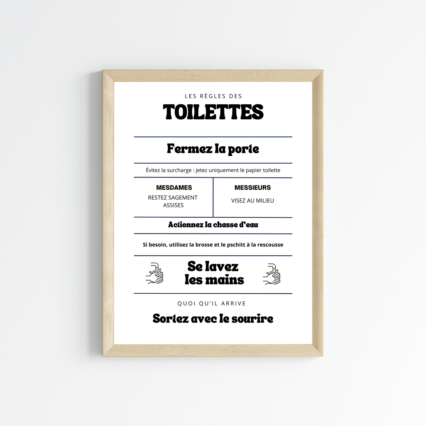 Affiche règles des toilettes - Affiche drôle WC et salle de bain - Affiche Airbnb