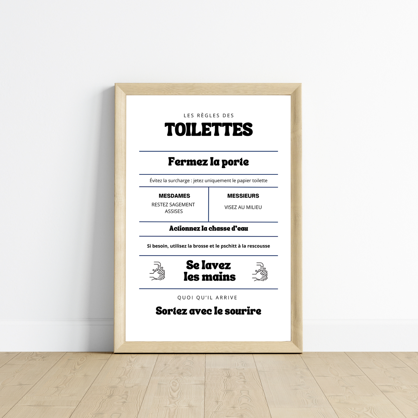 Affiche règles des toilettes - Affiche drôle WC et salle de bain - Affiche Airbnb