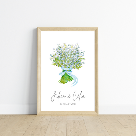 Affiche couple noce de muguet - 13 ans de mariage - affiche anniversaire de mariage par Le Temps des Paillettes - Le Temps des Paillettes
