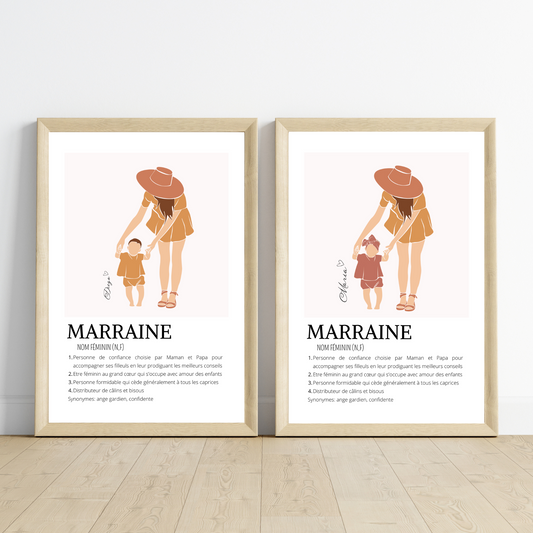 Affiche Marraine Personnalisée | Demande Originale et Cadeau Unique - Le Temps des Paillettes - Le Temps des Paillettes