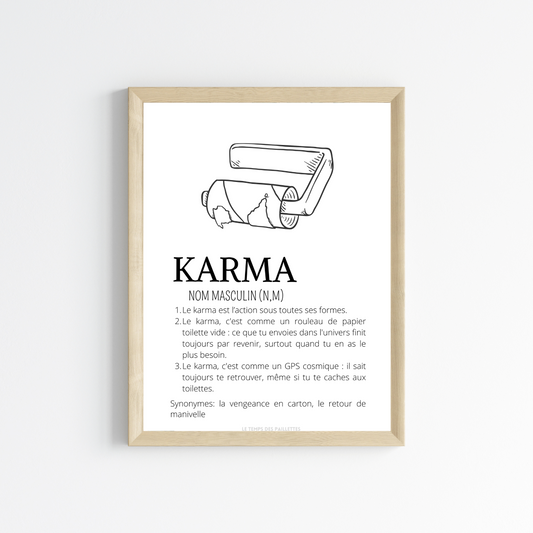 Affiche Toilettes Humour : Karma du Rouleau de Papier Toilette Vide – Affiche Drôle à Imprimer pour Airbnb en Français