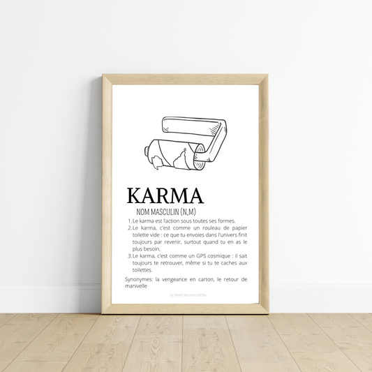 Affiche Toilettes Humour : Karma du Rouleau de Papier Toilette Vide – Affiche Drôle à Imprimer pour Airbnb en Français