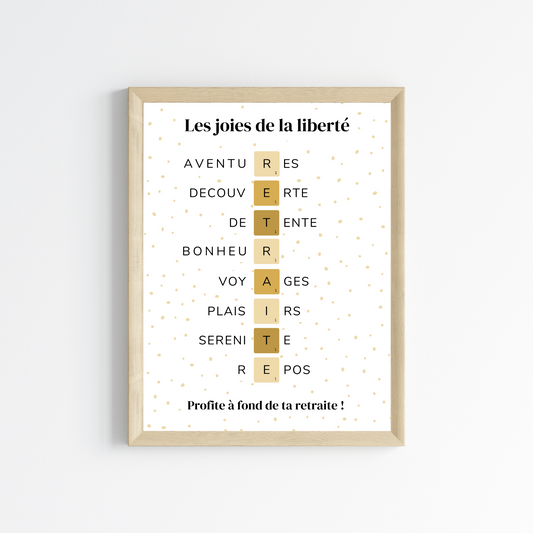 Affiche cadeau départ à la retraite - poster retraite scrabble à imprimer par Le Temps des Paillettes - Le Temps des Paillettes