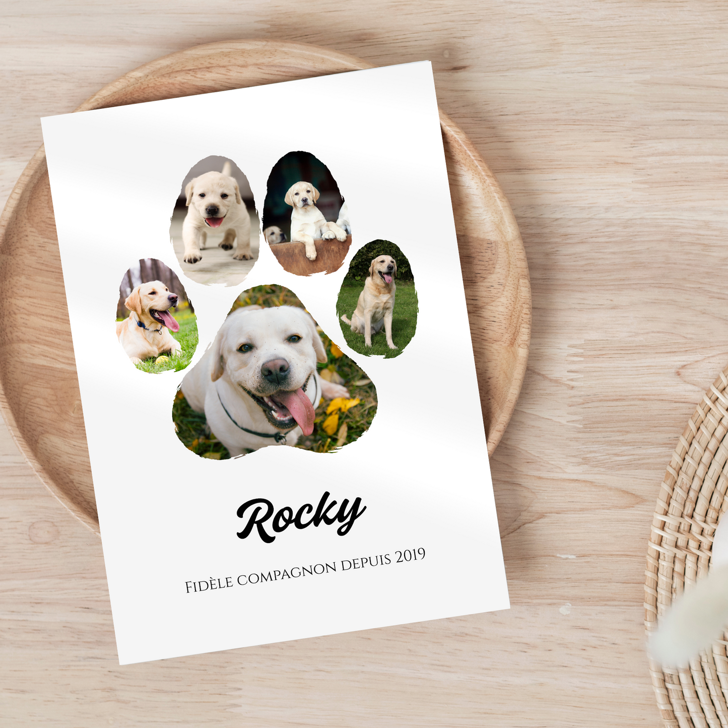 Affiche chien personnalisée Photo collage – Cadre poster photo collage empreinte de patte