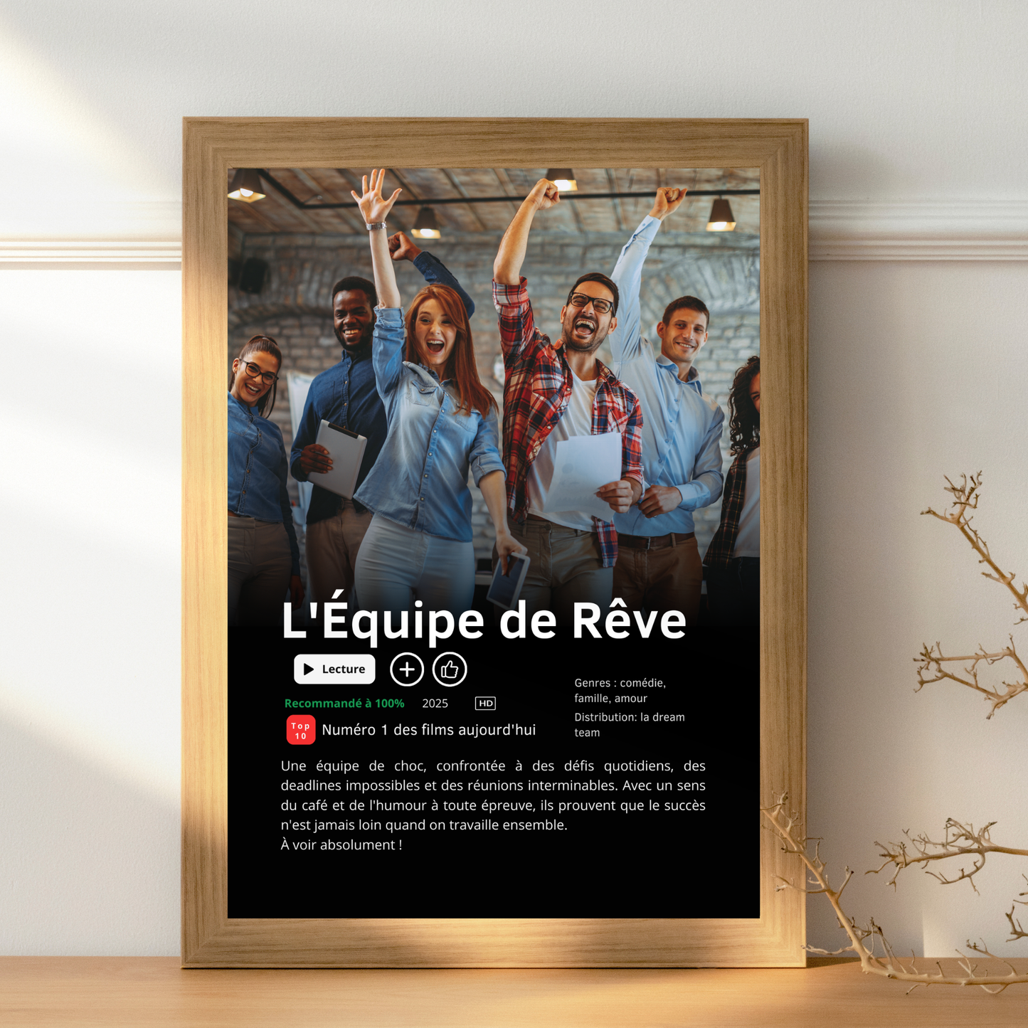 Affiche Netflix Personnalisée « L'Équipe de Rêve » pour collègue travail