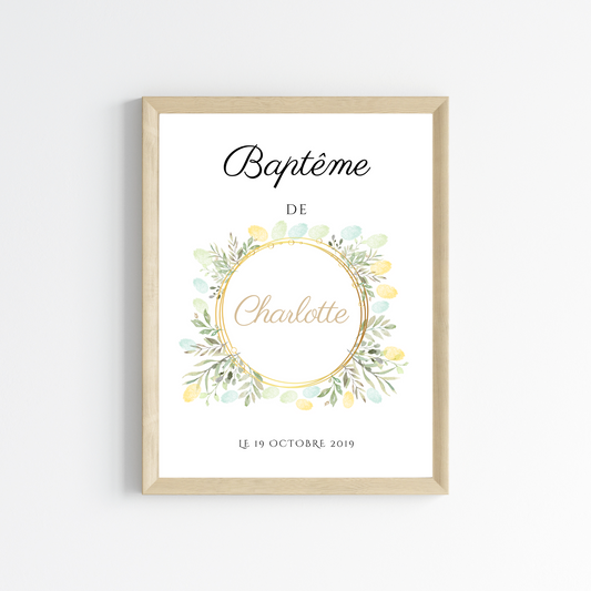 Arbre à empreintes personnalisé baptême / anniversaire - Couronne à empreinte - Affiche à télécharger par le Temps des Paillettes - Le Temps des Paillettes