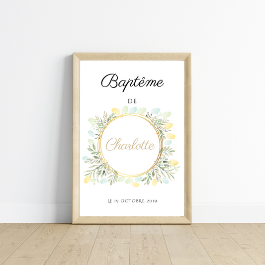 Arbre à empreintes personnalisé baptême / anniversaire - Couronne à empreinte - Affiche à télécharger par le Temps des Paillettes - Le Temps des Paillettes