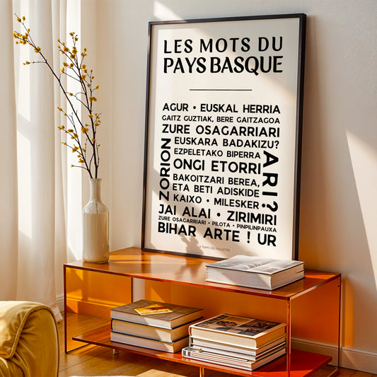affiche pays basque mots basques euskal herria décoration murale typographique