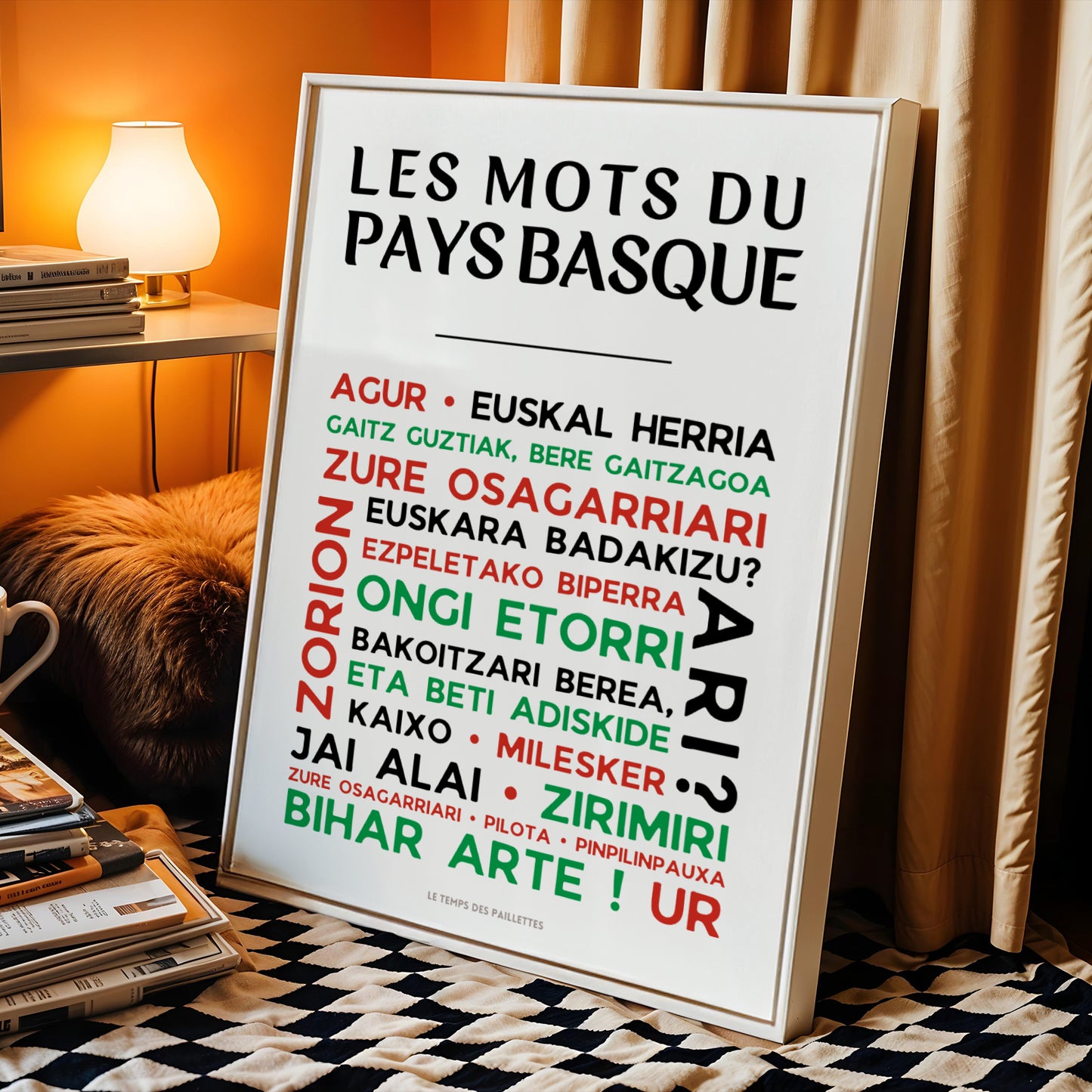 affiche pays basque mots basques euskal herria décoration murale typographique