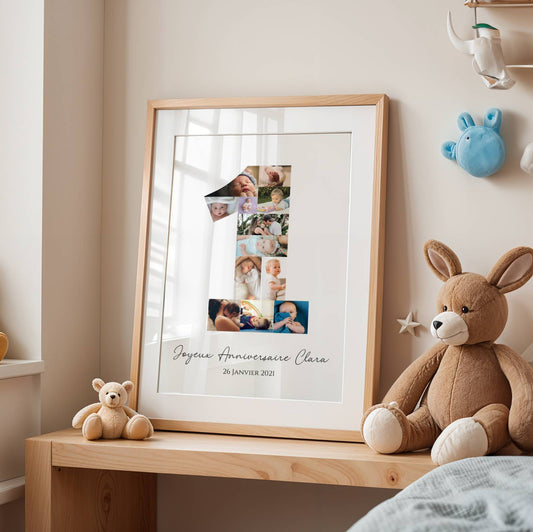 Affiche  Photos Bébé 1 an Personnalisée – Poster 1 An avec 12 Photos - Image 1