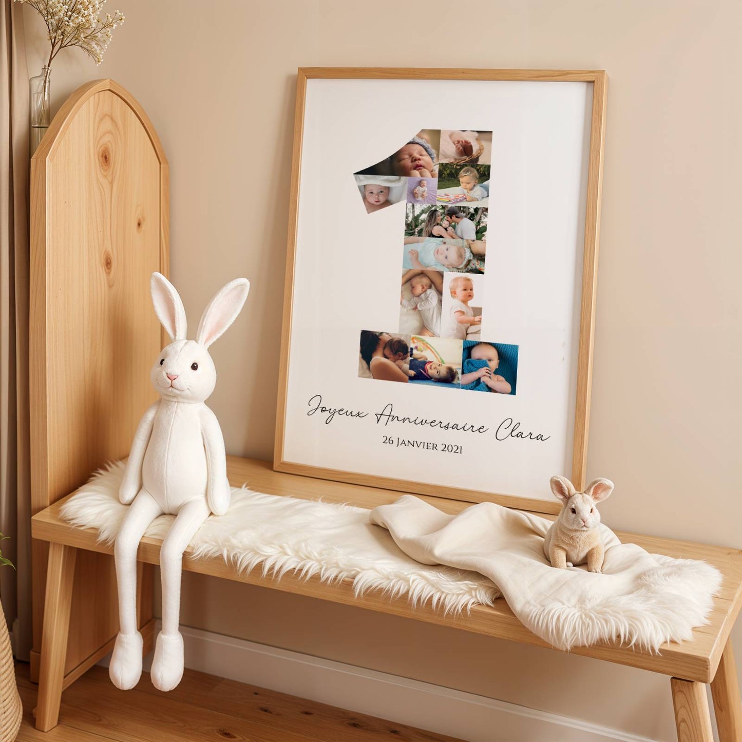 Affiche  Photos Bébé 1 an Personnalisée – Poster 1 An avec 12 Photos