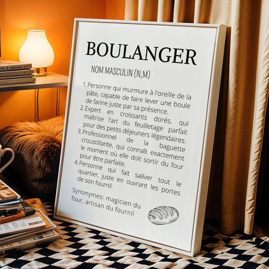 Affiche Définition Boulanger – Décoration Minimaliste pour Boulangerie et Cuisine
