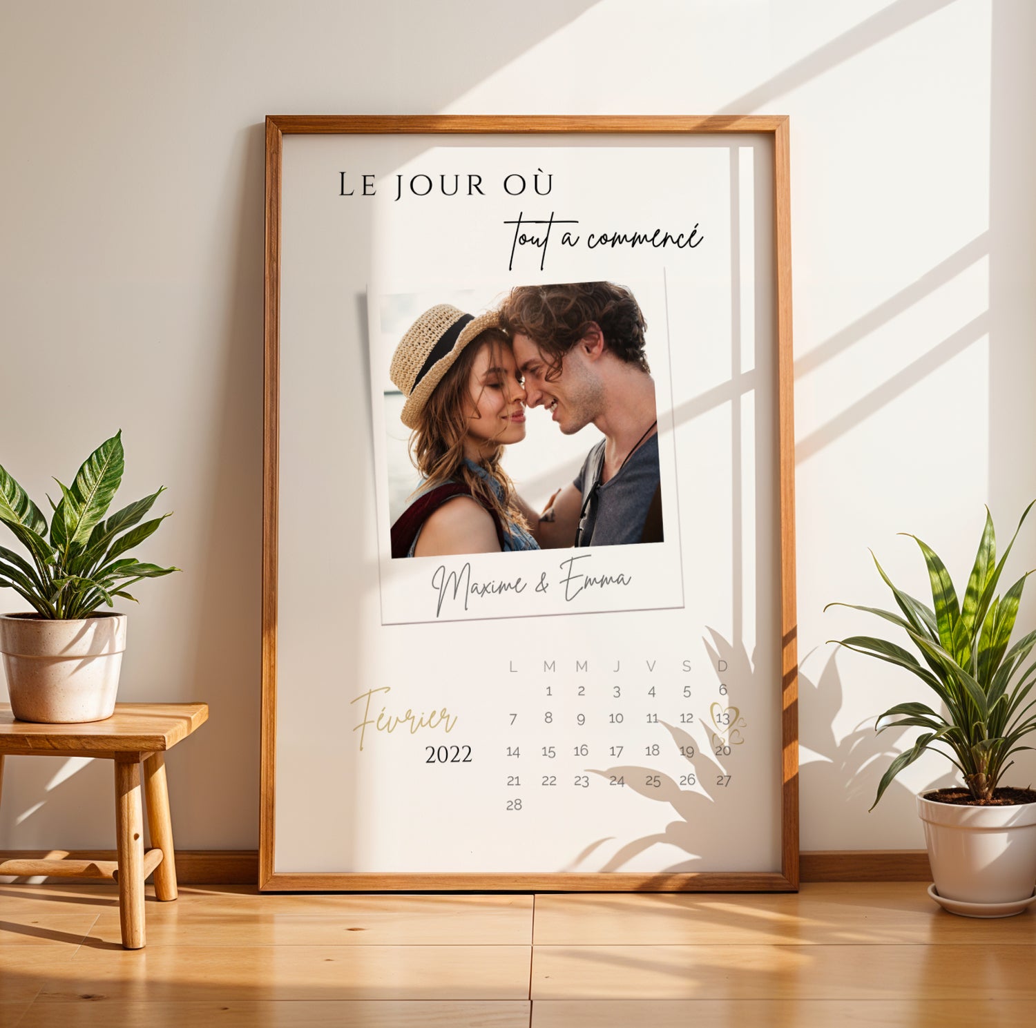 Le jour où tout a commencé - Affiche photo couple personnalisée avec date de rencontre