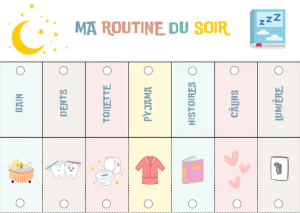Routine Enfant Matin et Soir editable et Personnalisable | Planning Quotidien - Ecole à la maison maternelle primaire - Décoration Murale