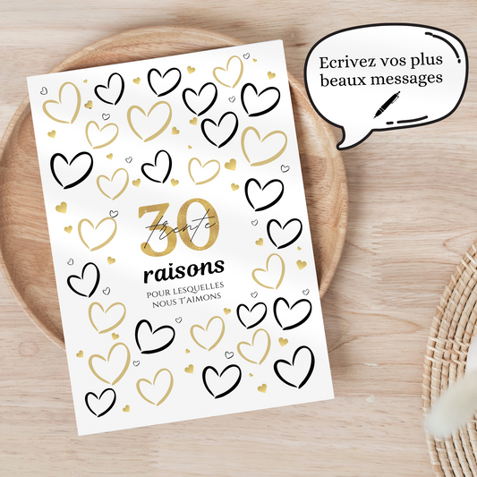 Anniversaire 30 ans - Affiche raisons pour lesquelles nous t’aimons - Décoration de fête Le Temps des Paillettes