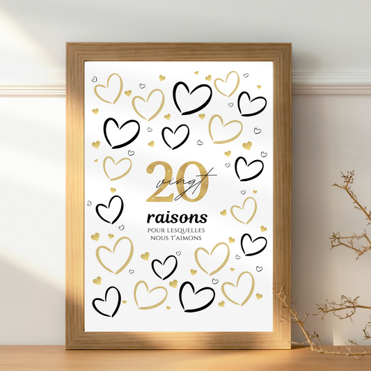 Anniversaire 20 ans - Affiche raisons pour lesquelles nous t’aimons