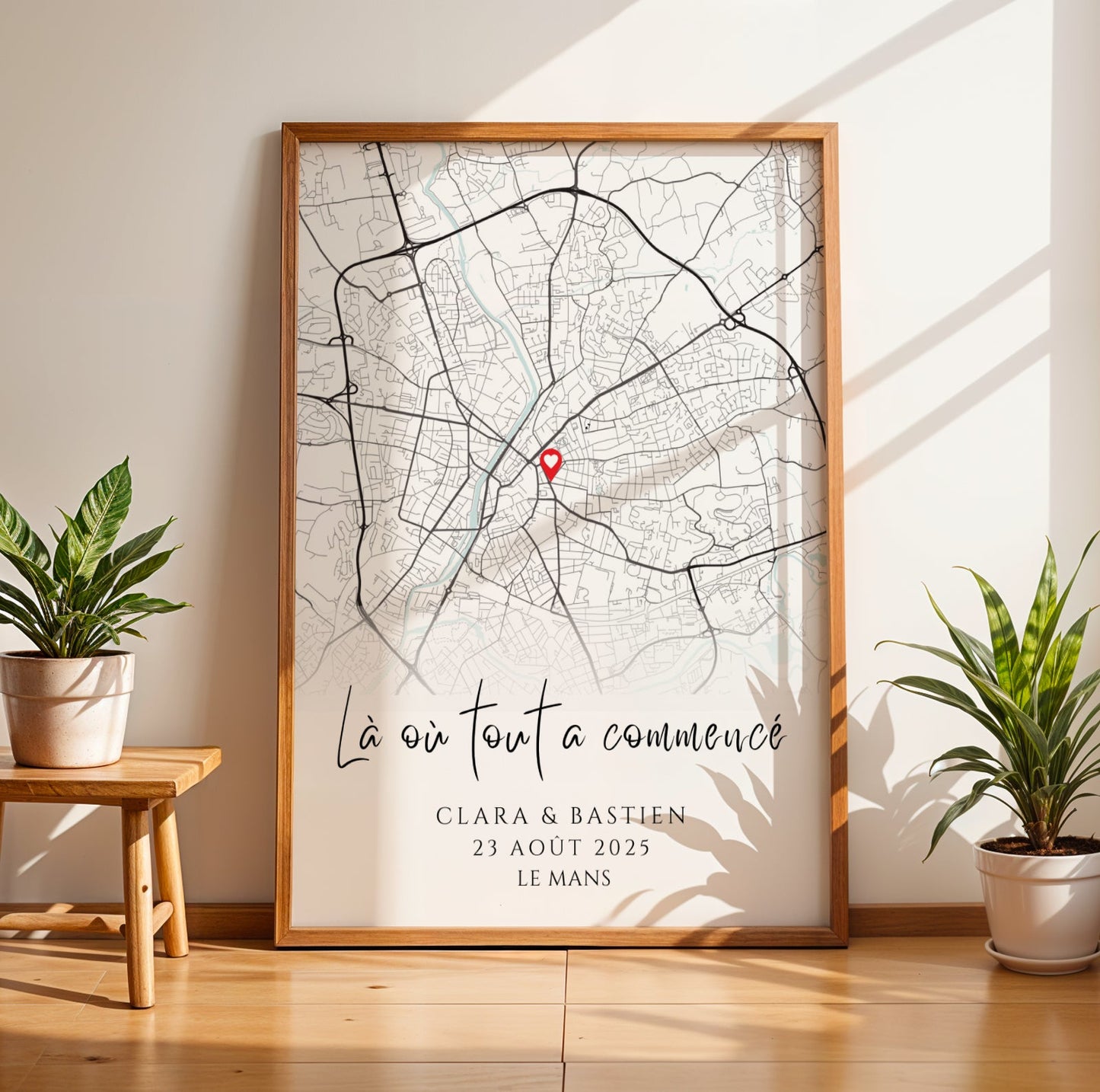Affiche couple personnalisée avec lieu de rencontre - Affiche carte GPS pour couple - Image 3