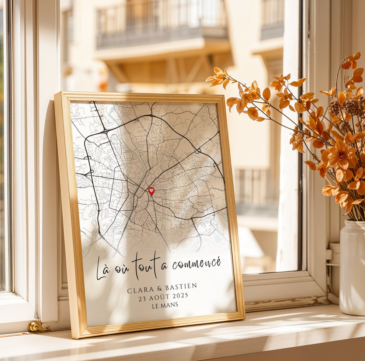 Affiche couple personnalisée avec lieu de rencontre - Affiche carte GPS pour couple - Image 4