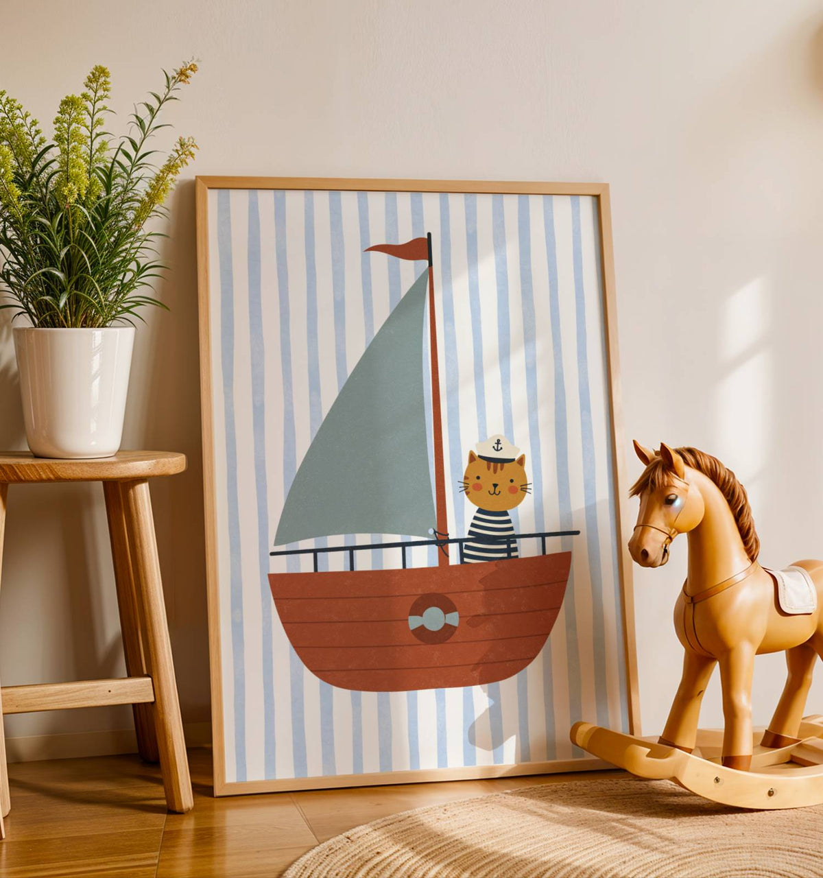Affiche Chat Bateau – Poster Coloré Animaux Rigolos Chambre Enfant Dopamine Decor Cadeau Naissance - Image 3