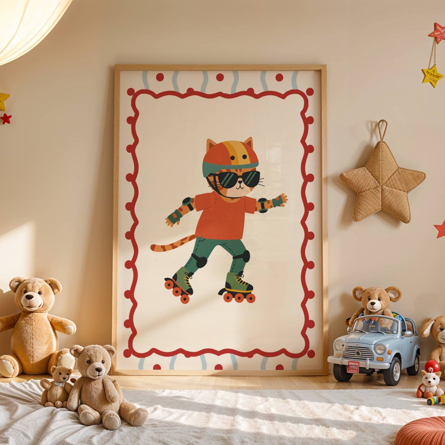 Affiche Chat Roller – Poster Coloré Animaux Sportifs Chambre Enfant Dopamine Decor Cadeau Naissance - Image 3