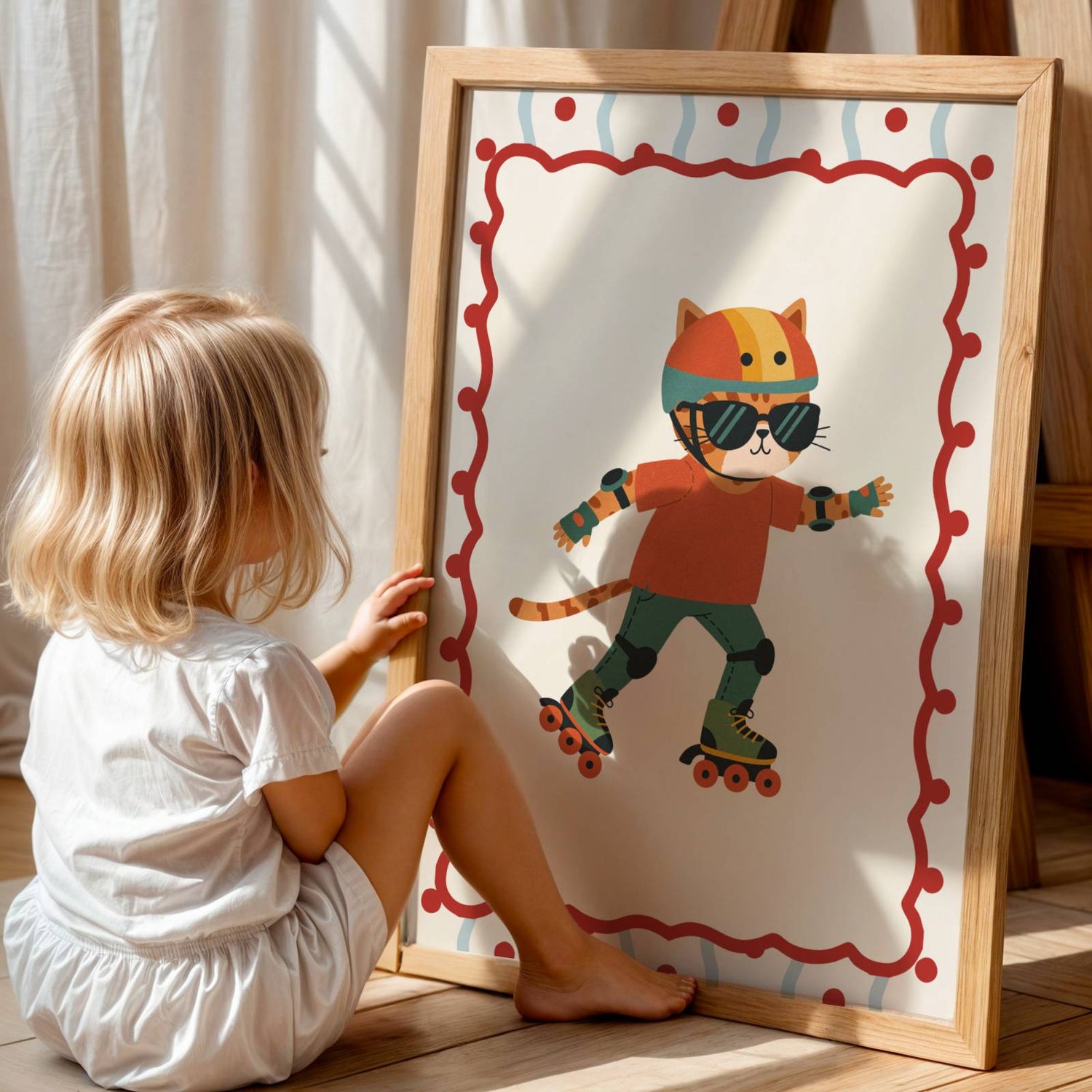 Affiche Chat Roller – Poster Coloré Animaux Sportifs Chambre Enfant Dopamine Decor Cadeau Naissance - Image 5