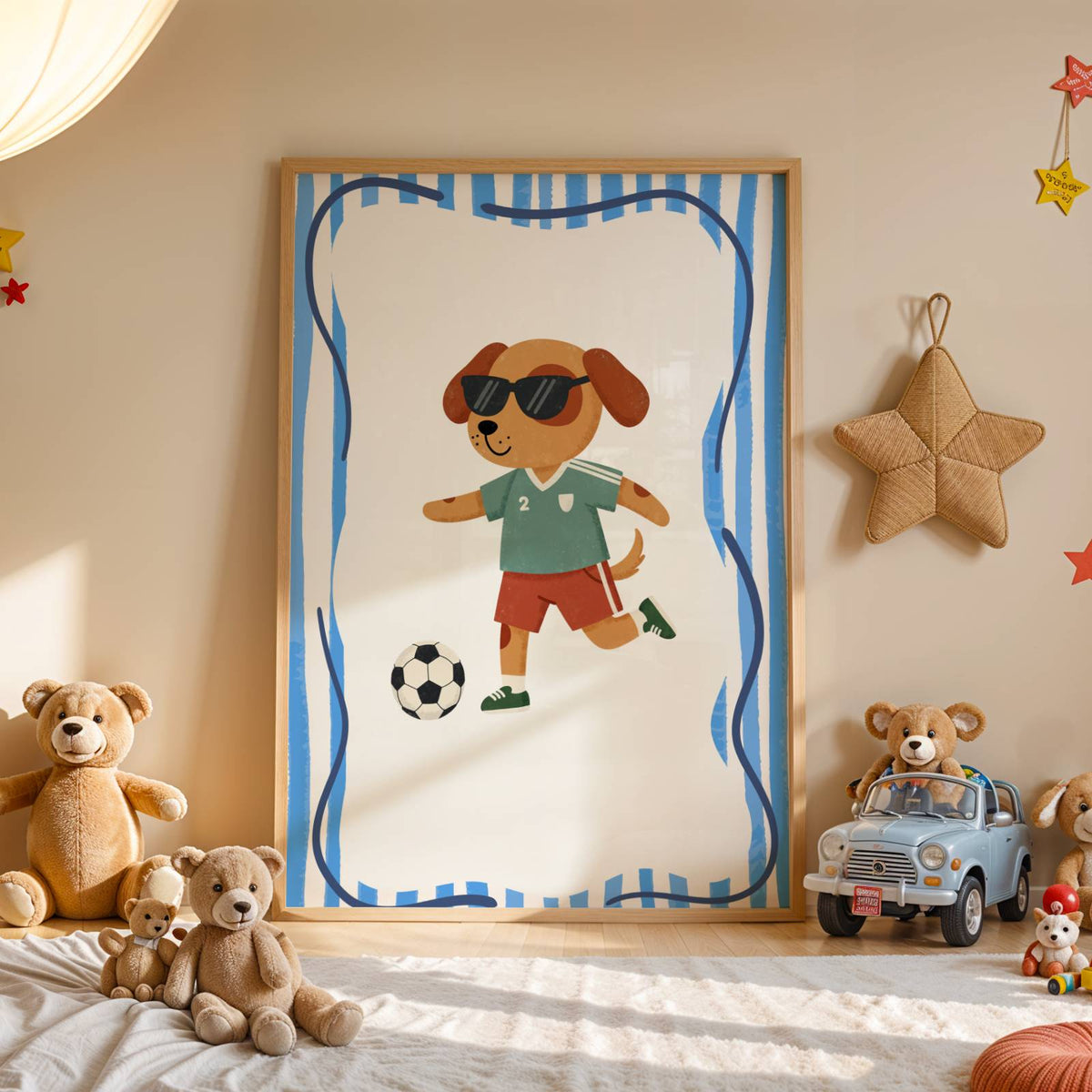 Affiche Chien Football – Poster Coloré Animaux Sportifs Chambre Enfant Dopamine Decor Cadeau Naissance - Image 3