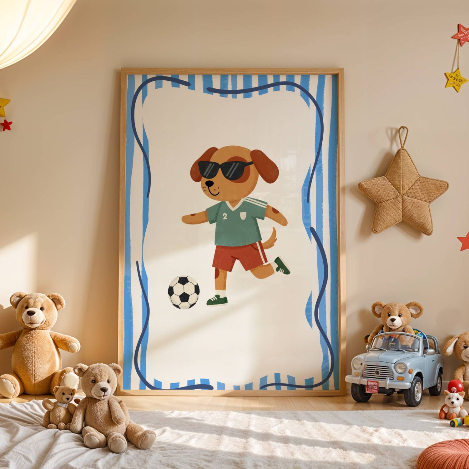 Affiche Chien Football – Poster Coloré Animaux Sportifs Chambre Enfant Dopamine Decor Cadeau Naissance - Image 3