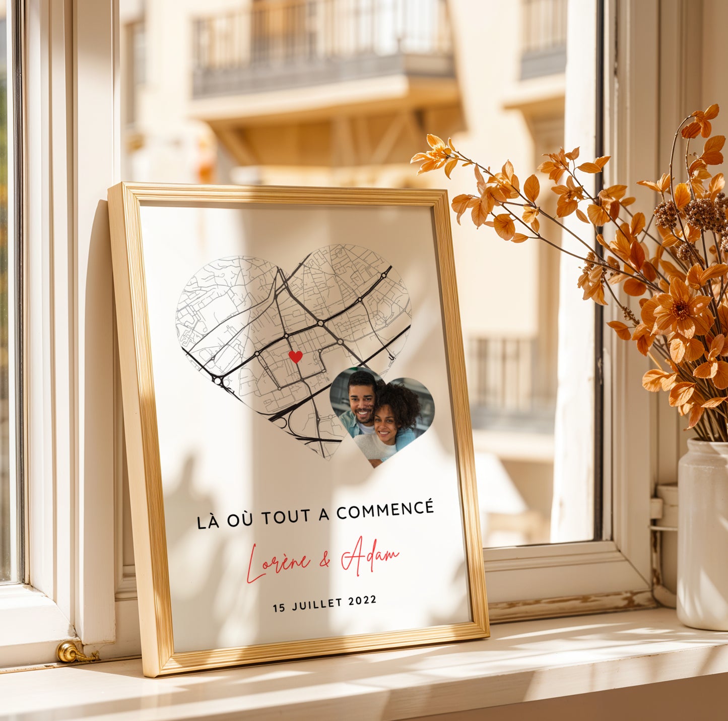 Affiche Personnalisée « Lieu de Rencontre et Photo » – Souvenir Unique et Cadeau Saint Valentin