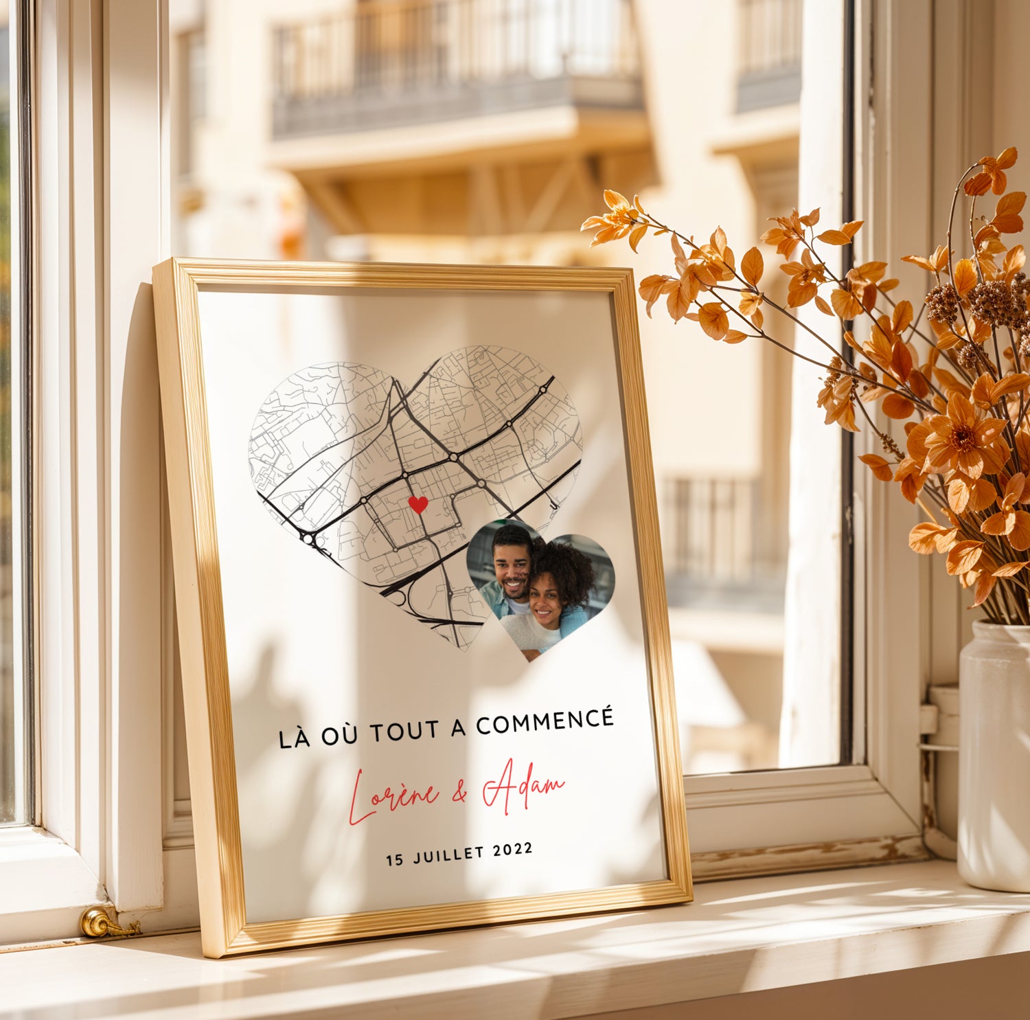 Affiche Personnalisée « Lieu de Rencontre et Photo » – Souvenir Unique et Cadeau Saint Valentin