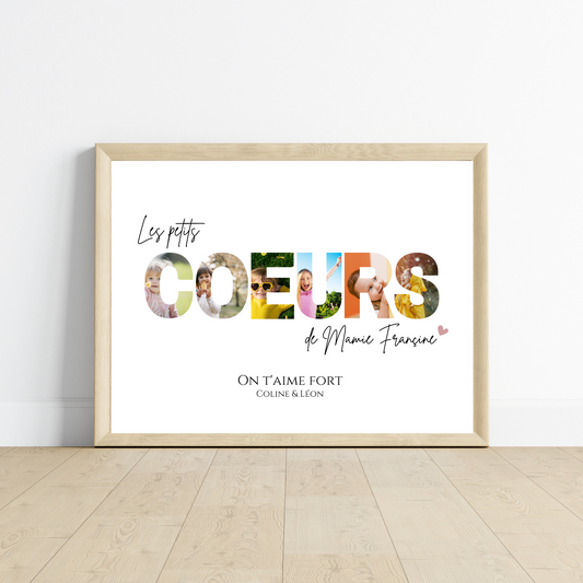 Affiche Personnalisée avec Photos – Cadre photo Les Petits Cœurs de Mamie