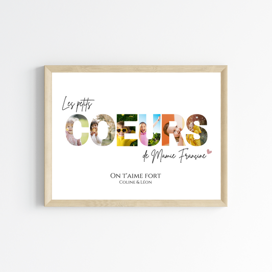 Affiche Personnalisée avec Photos – Cadre photo Les Petits Cœurs de Mamie