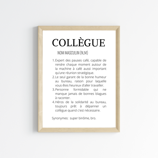 Affiche définition Collègue minimaliste