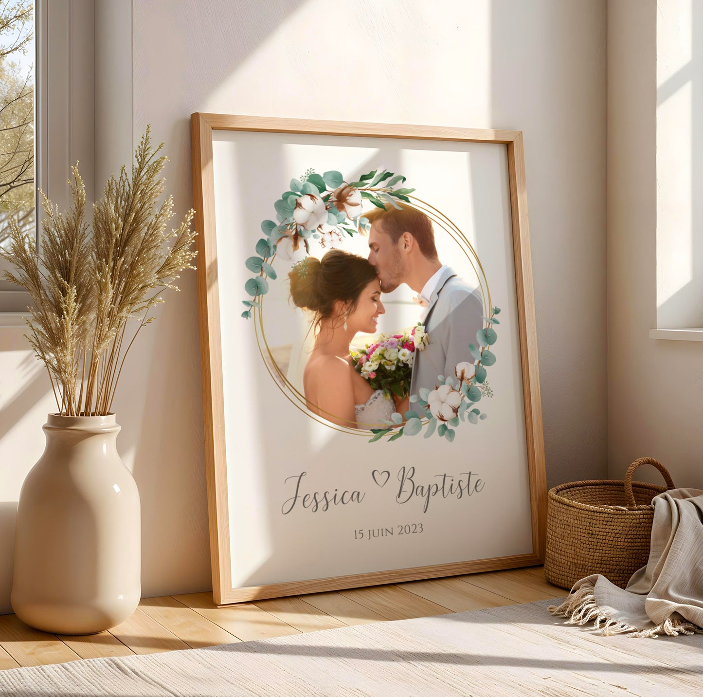 Affiche couple photo noce de coton -  1 an de mariage - affiche anniversaire de mariage  par Le Temps des Paillettes