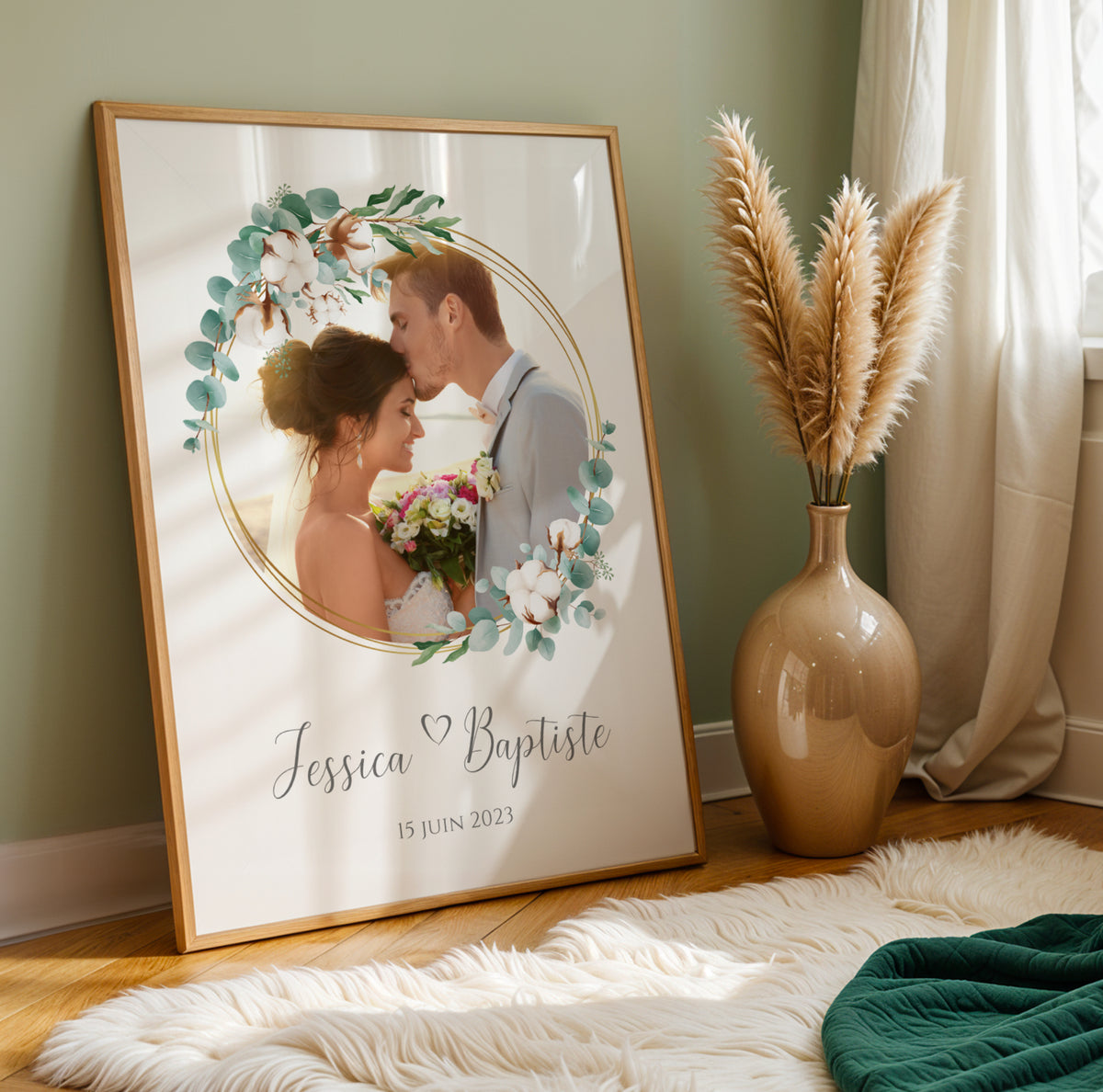 Affiche couple photo noce de coton -  1 an de mariage - affiche anniversaire de mariage  par Le Temps des Paillettes - Image 2